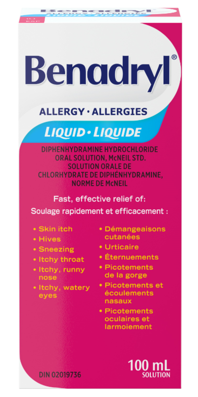 Benadryl Allergies Liquide. Elixir. 12.5mg/ 5ml