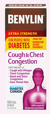 Benylin Toux et congestion Bronchique. Diabete DM-E Extra Fort