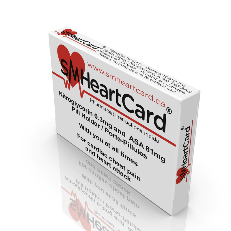 SMHeart Card (NitroStat 0.3mg and ASA 81mg included) -The Heart Attack Card that could save your life