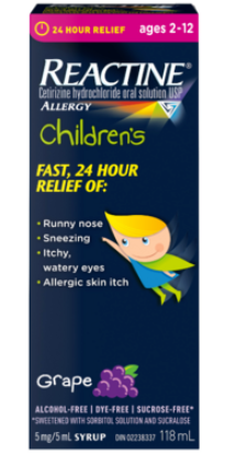 Reactine Allergy kids grape 24H 5mg/5ml