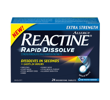 Reactine Extra Strenght Tablets, 24 units, Rapid dissolve, Mixed Berry